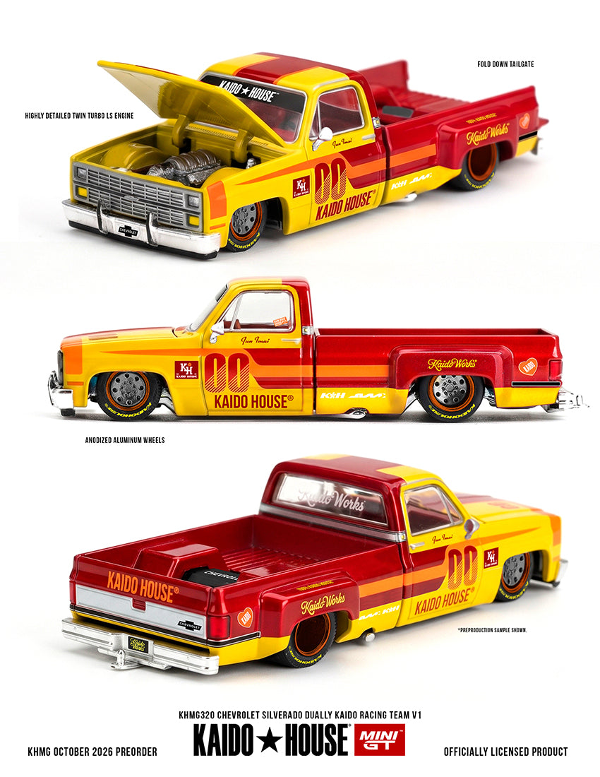 [Pre Order] Kaido House x Mini GT 1:64 Chevrolet Silverado Dually Kaido Racing Team V1 - KHMG320