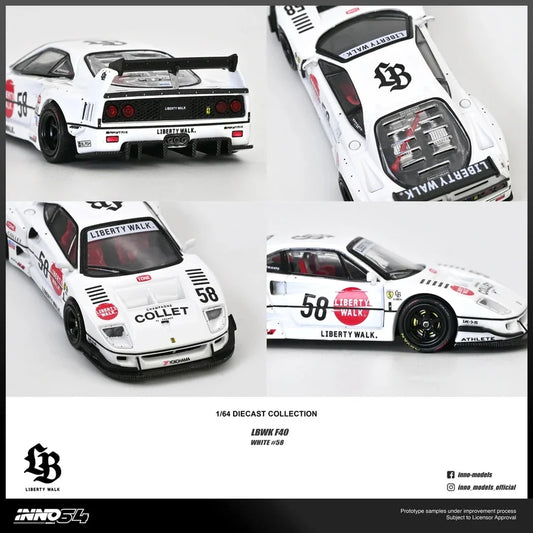 INNO64 Lbwk Ferrari F40 Collet White 1/64 Diecast